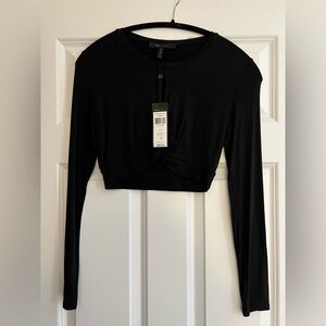 BCBG MaxAzria Black Long Sleeve Crop Top